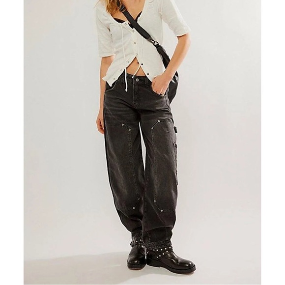 free people loren high rise carpenter barrel jeans - Picture 1 of 5